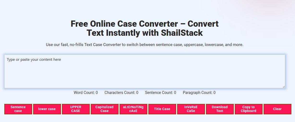 Free Online Case Converter – Convert Text Instantly with ShailStack